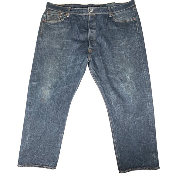 Levi's Men's 501 Straight Leg Jeans W46 L30 Classic Button Fly Denim Blue - Picture 3 of 16